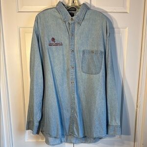 Light Blue Denim Casual Button Down Shirt great quality